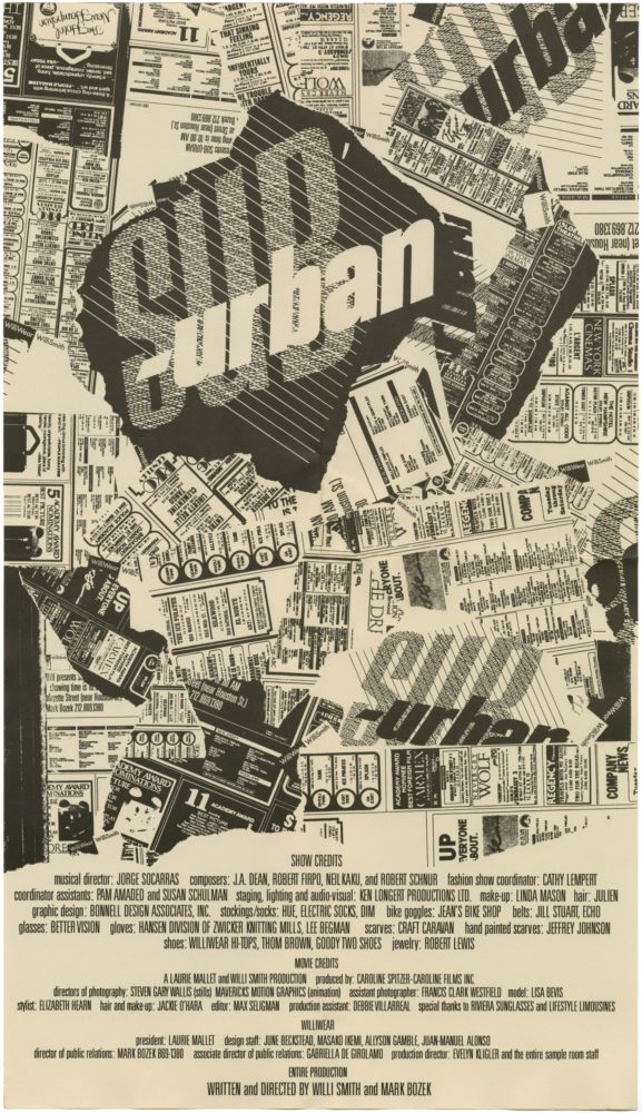 Film poster for SUB-Urban collection featuring a black-and-white collage of hastily-ripped showtimes